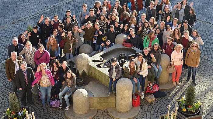 Schüler und Lehrkräfte aus Moncoutant, Stribro und der Realschule